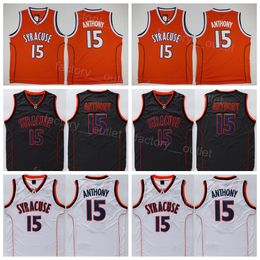 NCAA Basketball College Syracuse Orange Camerlo Anthony Jersey 15 Couleur de l'équipe Orange Noir Blanc Université Tout Cousu Respirant Pur Coton Pour Les Amateurs De Sport