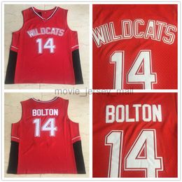 Camisetas de baloncesto de la NCAA College Mens Zac Efron Troy Bolton 14 East High School Wildcats Red Jersey Home Vintage Shirts S-XXL