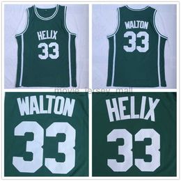 NCAA Basketball Maillots College Vintage 33 Bill Walton Helix Lycée Maillot Vert Jersey Chemises S-2XL