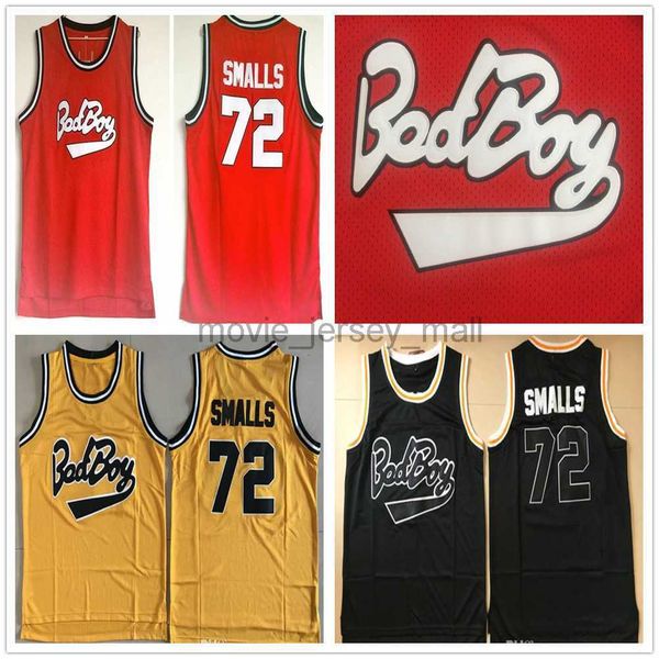 Maillots de basket-ball NCAA College Vintage Biggie Smalls Jersey Notorious B.I.G. Bad Boy Noir Rouge Blanc # 72 Chemises S-2XL