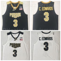 NCAA Basketball Purdue Boilermakers # 3 Carsen Edwards Jersey College Noir Blanc Équipe Couleur Université Chemise Respirante Pour Les Fans De Sport Excellente Qualité Hommes Vente