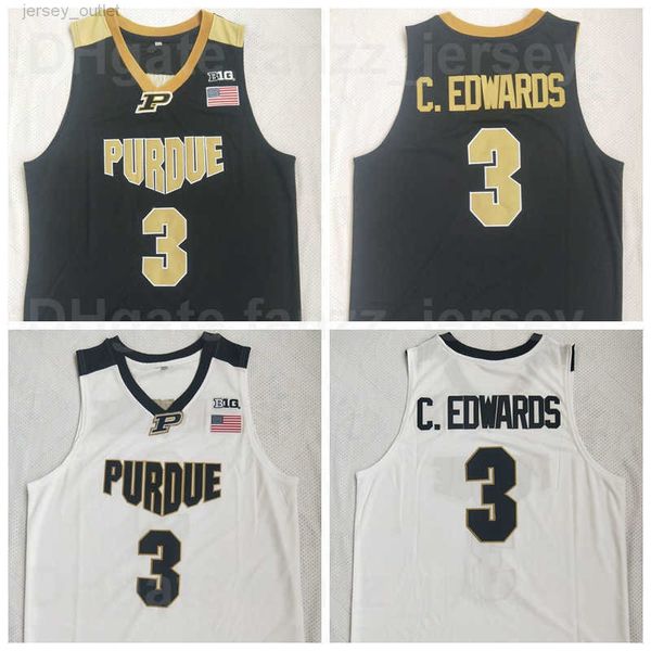 NCAA Basketball Purdue Boilermakers # 3 Carsen Edwards Jerseys College Noir Blanc Team Color University Chemise respirante pour les fans de sport Excellente qualité Hommes Vente