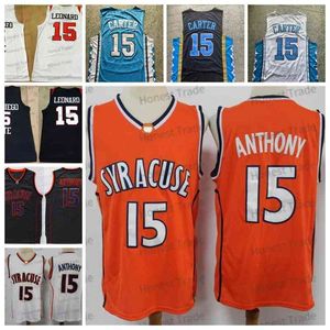 Baloncesto NCAA Syracuse Orange 15 Carmelo Anthony Jersey North Carolina College 15 Vince Carter Azul San Diego Kawhi Leonard White Basketba