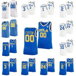 NCAA Basketball UCLA Bruins College 3 Johnny Juzang Jersey University 24 Jaime Jaquez Jr 1 Jules Bernard 10 Tyger Campbell 2 Cody Riley 5 Chris Smith Couleur Bleu Blanc