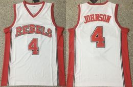 NCAA Basketball UNLV Rebels College 4 Larry Johnson Jersey Team Color White Tous cousés Coton pur respirant pour les fans de sport University Université de bonne qualité