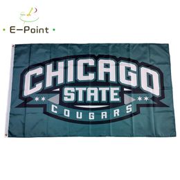 Drapeau des Cougars de l'État de Chicago de la NCAA 3 * 5 pieds (90 cm * 150 cm) Drapeau en polyester Décoration de bannière volant drapeau de jardin de maison Cadeaux de fête