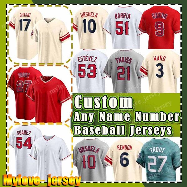 27 Mike Trout Camisetas de béisbol Shohei Ohtani Anthony Rendon Reid Detmers Matt Thaiss José Suárez Taylor Ward Hunter Renfroe Gio Urshela Carlos Estevez Jaime Barria