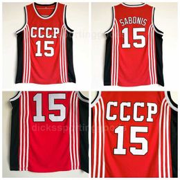 NCAA College 15 Arvydas Sabonis Maillots Hommes Université Basketball CCCP Équipe Russie Maillots Vente Équipe Rouge Respirant Top Qualité En Vente