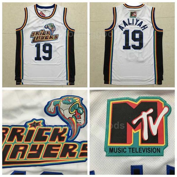 NCAA College 19 Aaliyah Bricklayers Jersey Hommes 1996 MTV Rock N Jock Basketball Maillots Aaliyah Uniforme Équipe Couleur Blanc