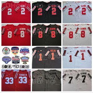 NCAA College Ohio State Buckeyes 7 CJ Stroud Jersey Men Football 8 Trey Sermon 2 Chris Olave 1 Justin Fields 33 Master Tetage III Home Rouge Noir Blanc Blanc Université Gris Blanc