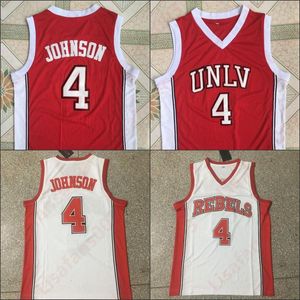 NCAA College 4 Larry Johnson UNLV Runnin Rebels Retro Throwbacks Movie 100% gestikte basketbalheren borduurgersiemen