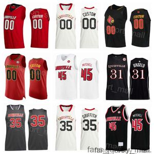 NCAA College Basketball 35 Darrell Griffith Jersey 31 Wes Unseld 3 Peyton Siva 24 JaeLyn Withers 22 Deng Adel Donovan Mitchell 45 Université cousu rouge blanc noir