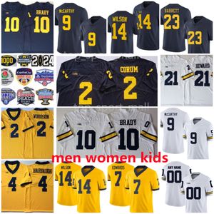 NCAA College Michigan Wolverines 9 JJ McCarthy Jerseys 2 Blake Corum 10 Tom Brady 14 Roman Wilson Donovan Edwards Barrett Colson Howard Charles Woodson Fútbol 2024