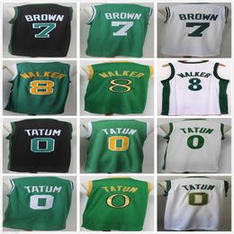 NCAA College Jayson 0 Tatum Jersey Kemba 8 Walker Jaylen 7 Brown Green White Black Groothandel Mens Retro Vintage Basketball Jerseys