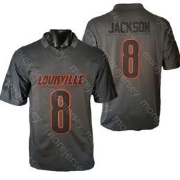 NCAA College Louisville Football Jersey Lamar Jackson Grey Tamaño S-3XL Todo bordado cosido