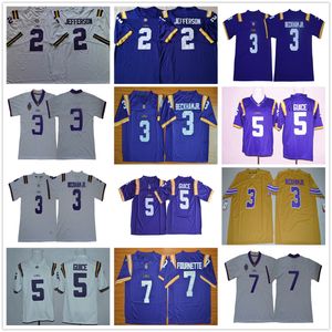 NCAA College LSU Tigers voetbalshirts 2 Justin Jefferson 3 Odell Beckham Jr. 5 Derrius Guice 7 Leonard Fournette Jersey