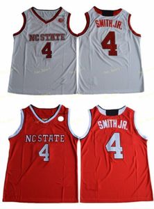 NCAA College mannen basketbal 4 Dennis Smith JR. Shirt NC State Wolfpack Jerseys Team Red Away White Drop Ship