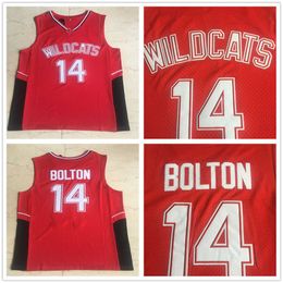 NCAA College Mens Zac Efron Troy Bolton 14 Wildcats Wildcats de East High School Jerseys de baloncesto rojo Camisetas cosidas vintage S-XXL