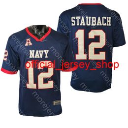 NCAA College Navy Midshipmen Football Jersey Roger Staubach Navy Size S-3XL Alle gestikte borduurwerk