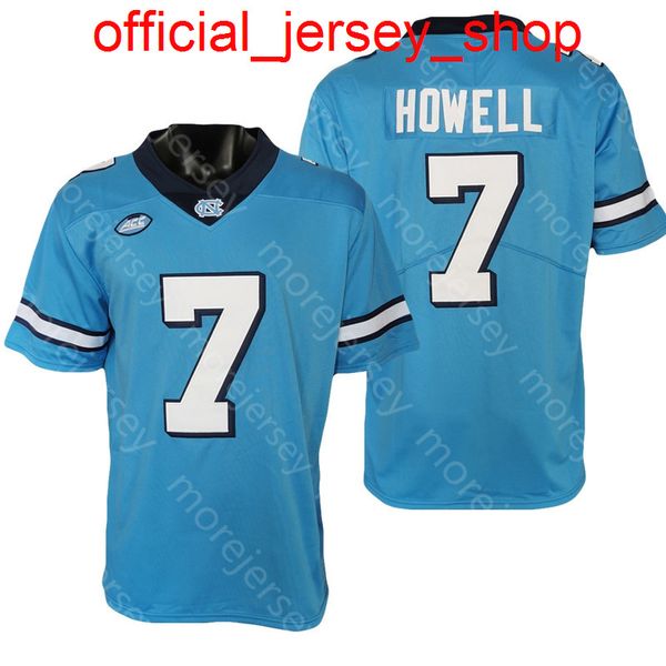 NCAA College North Carolina Football Jersey Sam Howell Baby Blue Taille S-3XL Toutes les broderies cousues