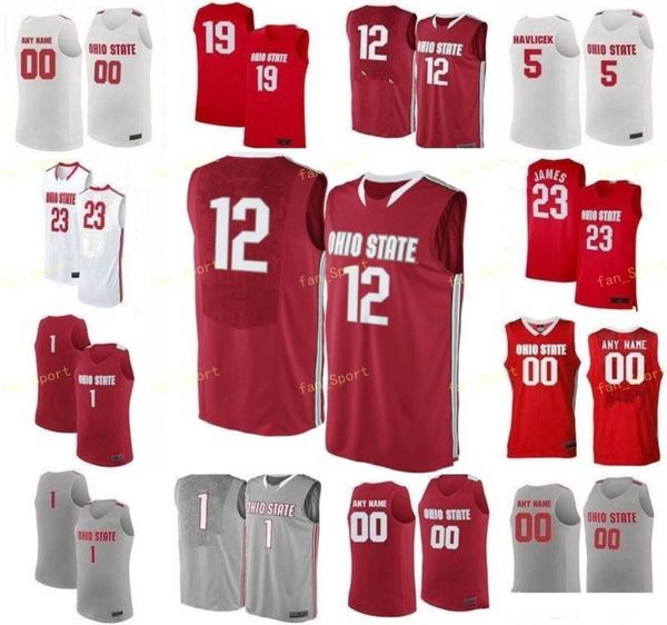 NCAA College Ohio State Buckeyes Camiseta de baloncesto 23 James 24 Andre Wesson 25 Kyle Young 27 Fred Taylor Ed personalizado