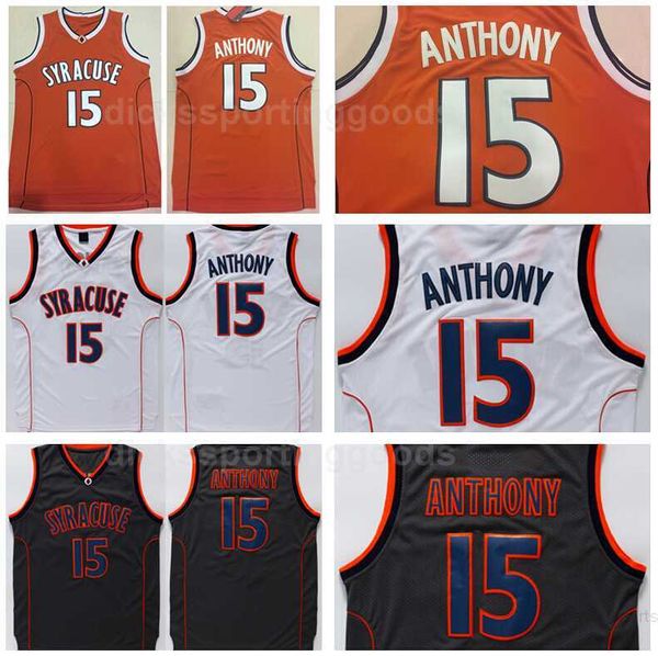 NCAA College Syracuse Orange University 15 Camerlo Anthony Jerseys Hombres Baloncesto Naranja Blanco Negro Equipo Color Transpirable Calidad superior