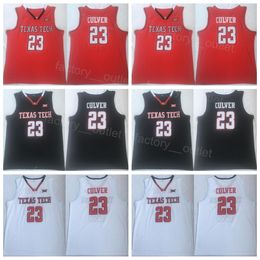 NCAA College Texas Tech Star Jarrett Culver Jersey 23 Basketball Uniforme Respirant Pur Coton Pour Les Fans De Sport Broderie Université Équipe Couleur Rouge Noir Blanc