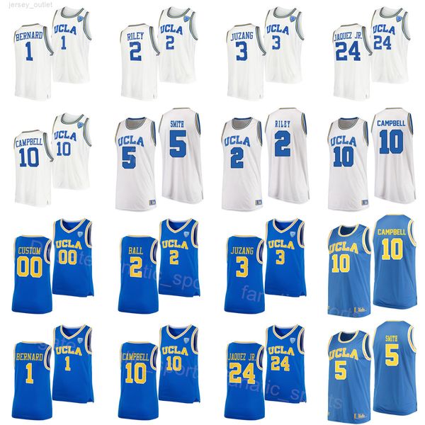 NCAA College UCLA Bruins Basketball 24 Jaime Jaquez Jr Jerseys University 1 Jules Bernard 10 Tyger Campbell 2 Cody Riley 5 Chris Smith Johnny Juzang Número de nombre personalizado