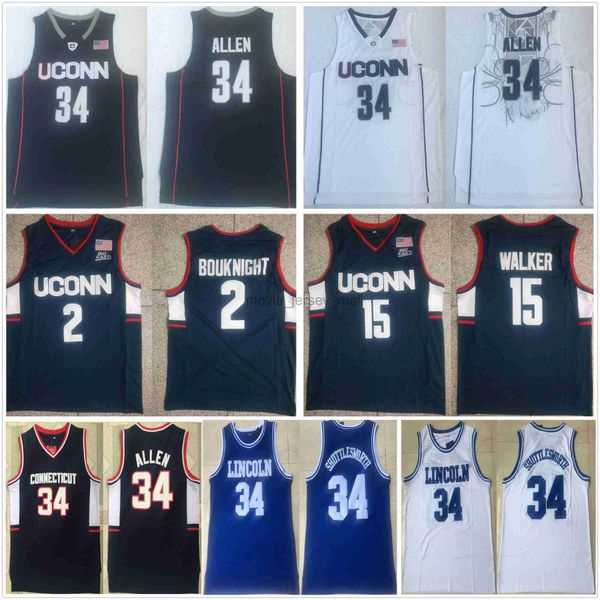 NCAA Connecticut Huskies Camisetas de baloncesto College Ray 34 Allen Jesus Shuttlesworth Lincoln High School Uconn Huskies Kemba 15 Walker Jersey