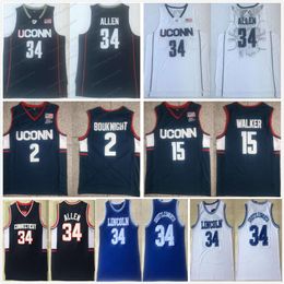 NCAA Connecticut Huskies College Ray 34 Jerseys Allen Jesus Shuttlesworth Lincoln Baloncesto de la escuela secundaria UConn Huskies Kemba 15 Walker 2 James Bouknight Camisa