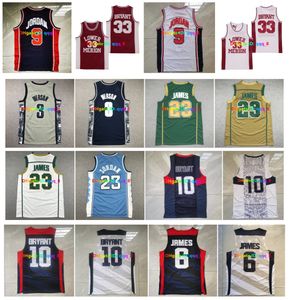 Equipo de la camiseta de baloncesto de EE. UU. Michael Jor Dan Bryant Bajo Merion LeBron James St. Vincent Mary Irish High School North Carolina Allen Iverson Georgetown Hoyas College