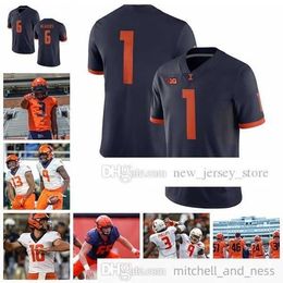 NCAA Illinois Fighting College Illini camisetas de fútbol personalizadas cosidas 9 Josh Imatorbhebhe Trevon Sidney Justice Williams Dre Brown Jersey