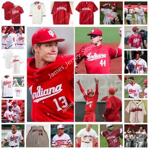 NCAA Custom Indiana Hoosiers College Maillot de baseball cousu 12 Alex Dickerson 37 Scott Effross 10 Kyle Schwarber 31 Aaron Slegers 45 Caleb Baragar Josh Phegley