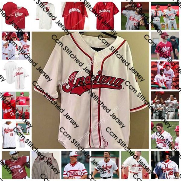 NCAA Custom Indiana Hoosiers College Maillot de baseball cousu MORGAN COLOPY 11 MAX JOHNSON 12 CRAIG YOHO 14 NATHAN STAHL 15 DAVID PLATT 16 BOBBY WHALEN BRIAN GAFFNEY