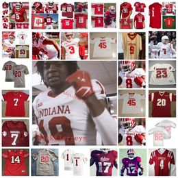 NCAA Custom Indiana Hoosiers Maillot de football universitaire cousu 14 Jack Tuttle 6 Sampson James 40 Cameron Williams 22 Tim Baldwin Jr. 19 Josh Sanguinetti 10 David Ellis