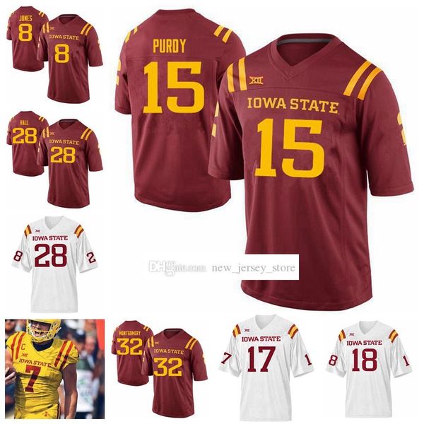 Maillots de football personnalisés NCAA Iowa State College Cyclones Ed Sean Shaw Jr. Re-al Mitchell Allen Lazard Breece Hall Kyle Kempt Jersey