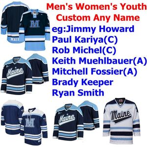 NCAA Custom Maine Black Bears College Hockey Jerseys Mujer Patrick Shea Jersey Eduards Tralmaks Rob Mcgovern Jeremy Swayman Azul cosido