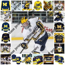 NCAA Custom Michigan Wolverines Hockey Jersey 74 Nicholas Boka 2 Luke Martin 13 Jake Slaker 33 Joseph Cecconi 11 Mackie Samoskevich