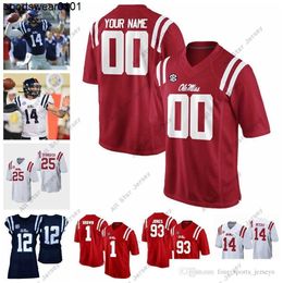 Ncaa personnalisé Ole Miss Rebels maillots de Football universitaire Eli Manning maillot Donte Moncrief Mike Wallace Evan