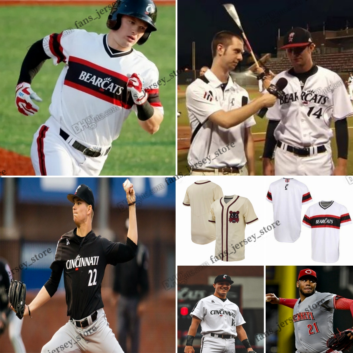 NCAA Custom S-6xl Cincinnati Bearcats Jersey de beisebol 17 Nick Murray 18 Max Bergmann 19 Blake Lemmon 20 Jackson Murphy 21 Smith 22 Brett Souder 2024