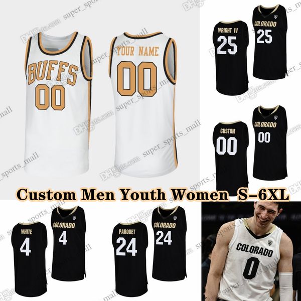 NCAA Custom S-6XL Colorado Buffaloes College Basketball 2 KJ Simpson Maillots 44 Eddie Lampkin Jr. 23 Tristan da Silva 0 Luke O'Brien 5 RJ Smith 11 Javon Ruffin 12 Bangot Dak