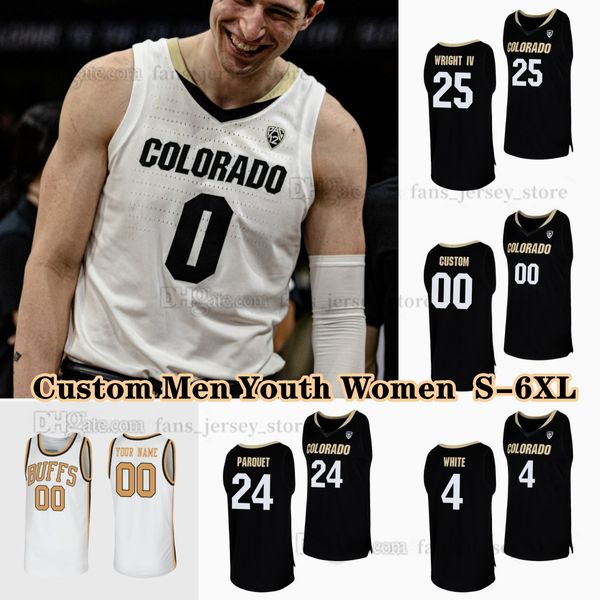 NCAA Custom S-6XL Colorado Buffaloes College Basketball 2 KJ Simpson Maillots 44 Eddie Lampkin Jr. 23 Tristan Da Sia 5 RJ Smith 11 Javon Ruffin 12 Bangot Dak