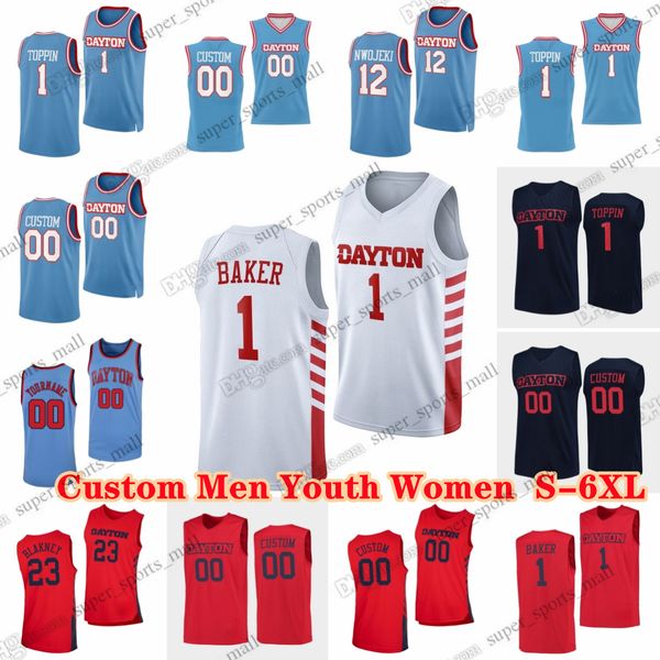 NCAA Custom S-6XL Dayton Flyers College Basketball 15 DaRon Holmes II Maillots 0 Javon Bennett 2 Nate Santos Brady Uhl Petras Padegimas CJ Napier Atticus Schuler Dickey