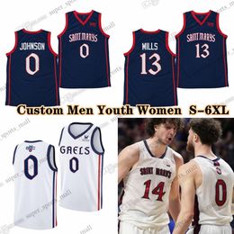 NCAA Custom S-6XL Saint Mary's Gaels College Basketball 20 Aidan Mahaney Jerseys 11 Mitchell Saxen 3 Augustas Marciulionis Mason Forbes Harry Wessels Rory Hawke