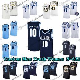 NCAA Custom S-6XL Villanova Wildcats College Basketball 10 Donte Divincenzo Jerseys 1 Jalen Brunson 1 Kyle Lowry 25 Mikal Bridges 3 Josh Hart 43 Eric Dixon 23 Burton