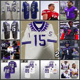 Maillot personnalisé TCU Horned Frogs de la NCAA LaDainian Tomlinson Kenny Hill Garret Wallow Garret Wallow Corey Bethley Sewo Olonilua Steve Avila Tre'Vius Hodges-Tomlinson