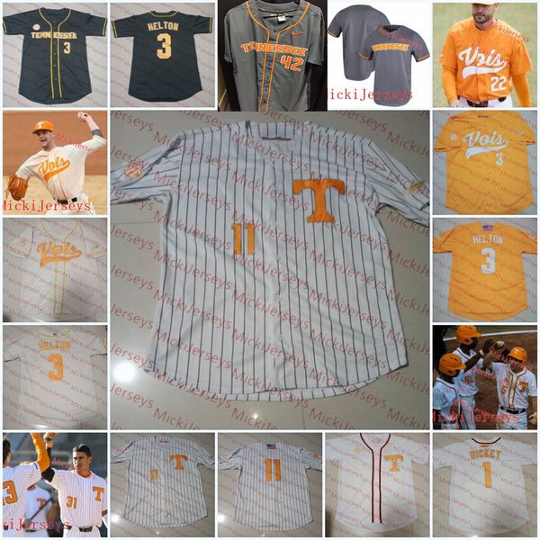 NCAA Custom Tennessee Volunteers Baseball Jersey 36 Chad Dallas 29 Blade Tidwell 11 Will Heflin 32 Sean Hunley 16 Camden Sewell 35 Kirby Connell 46 Redmond Walsh