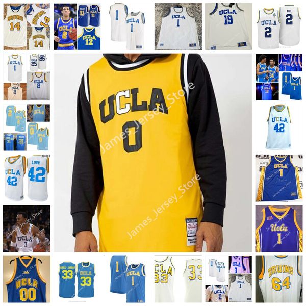 NCAA Custom UCLA Maillot de basket-ball cousu 50 Dan Gadzuric 35 Sidney Wicks 24 Pooh Richardson 11 Tyus Edney 15 Darrick Martin 25 Earl Watson 2 Darren Collison Maillots