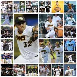 NCAA Custom VCU Baseball Maillot cousu 1 Marcus O'Malley 2 Michael Haydak 3 Connor Hujsak 4 Ryan Recio 6 Griffin Boone 9 Scottie O'Bryan 12 Jesse Robinson Edwin Serrano