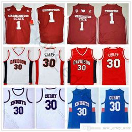 NCAA Davidson Wildcat College Stephen 30 Curry Knights High School Hombre Camiseta de baloncesto Klay 1 Thompson State Cougars